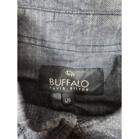 Buffalo by David Bitton Shirt Mens Large L Metal Button Up Collar Blue NWOT - Picture 8 of 12